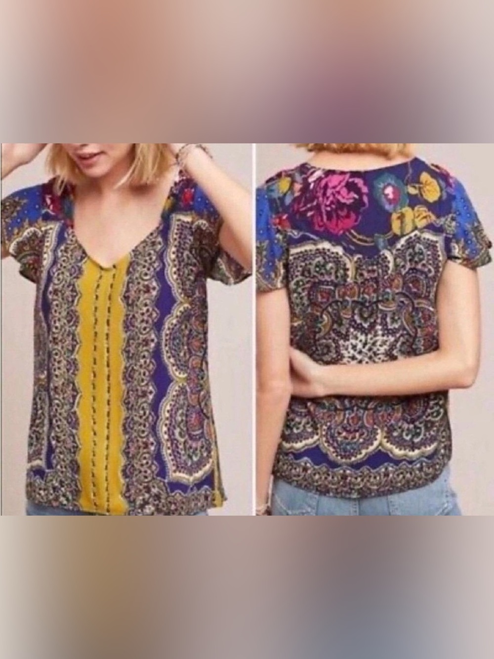 Anthropologie Moulinette Soeurs Paisley Top -  vibrant colors size 10
